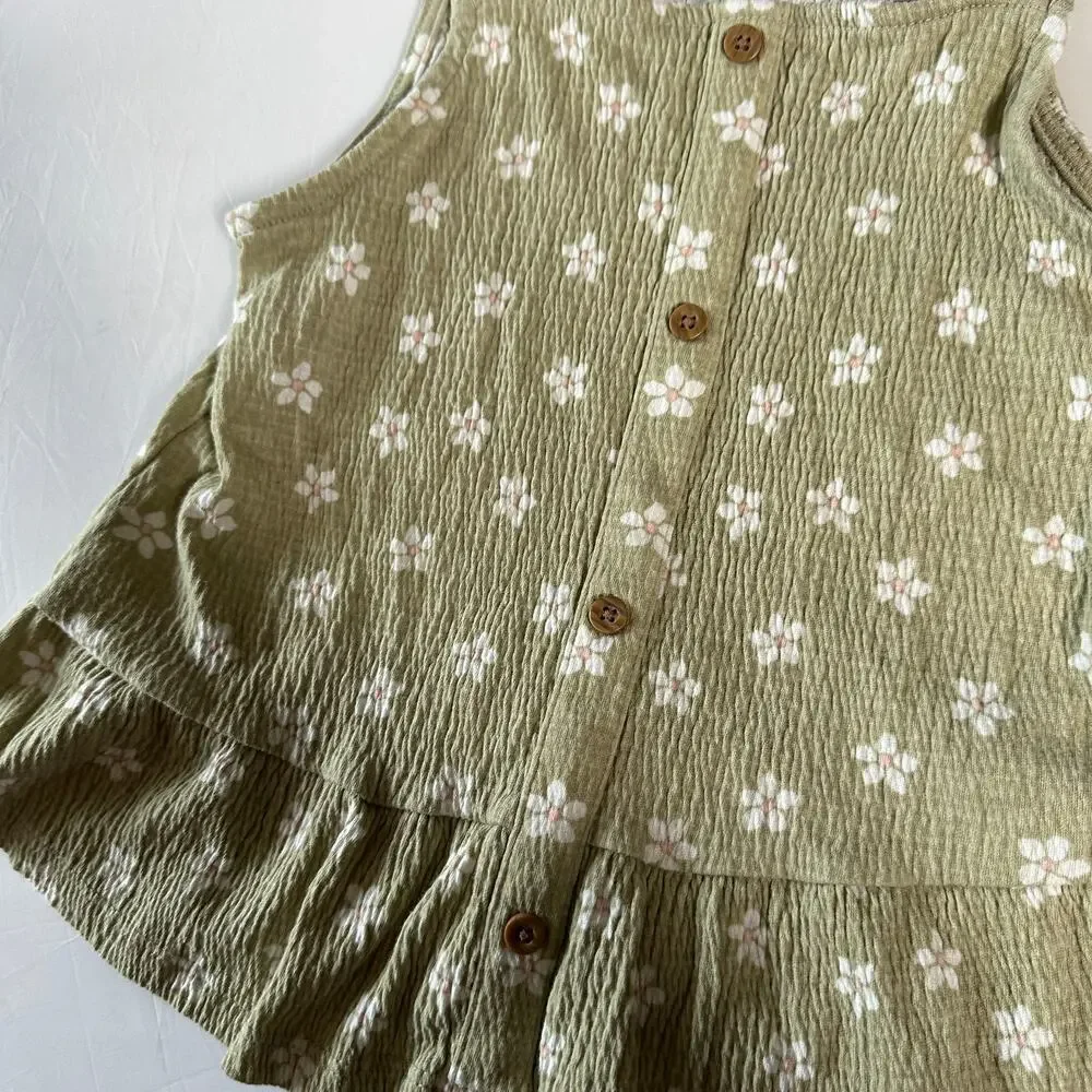 Carter's Green Floral Peplum Tank Sz 6